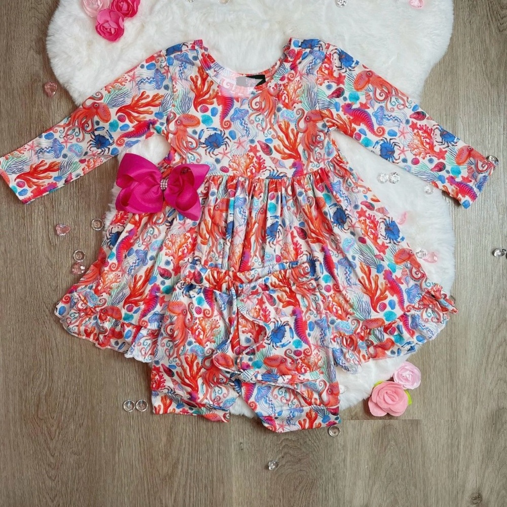 BOUTIQUE “under the sea twirl dress w/shorts NEW! 3T